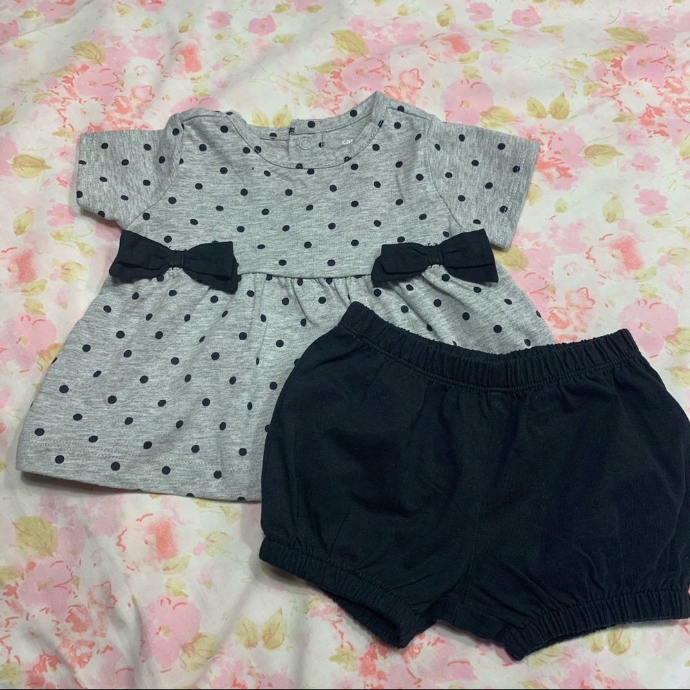 Polka Dot Carter’s Black & Grey top and shorts set